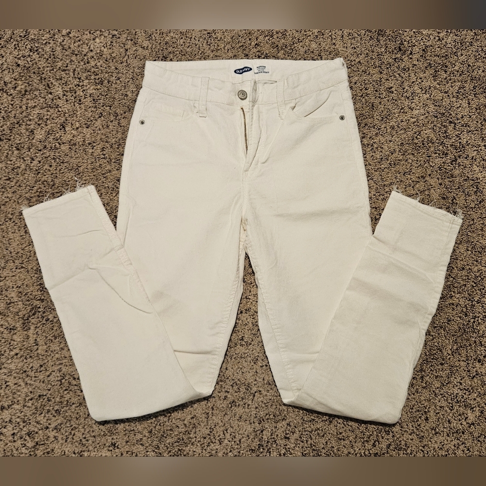 Old Navy Rockstar Super Skinny High Rise Waisted Corduroy White Size 4